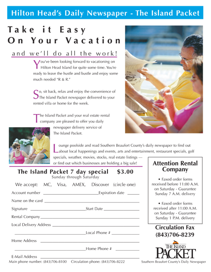 Island Packet Promotion Flyer