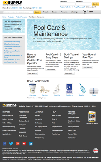 Pool Care Page